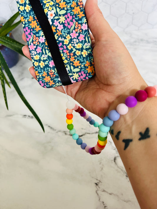Rainbow Big Bead Bracelet - Silicone Bead Phone Lanyard