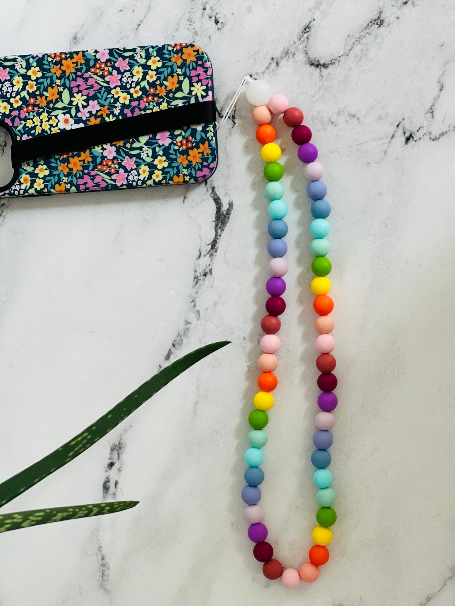Rainbow Big Bead Bracelet - Silicone Bead Phone Lanyard