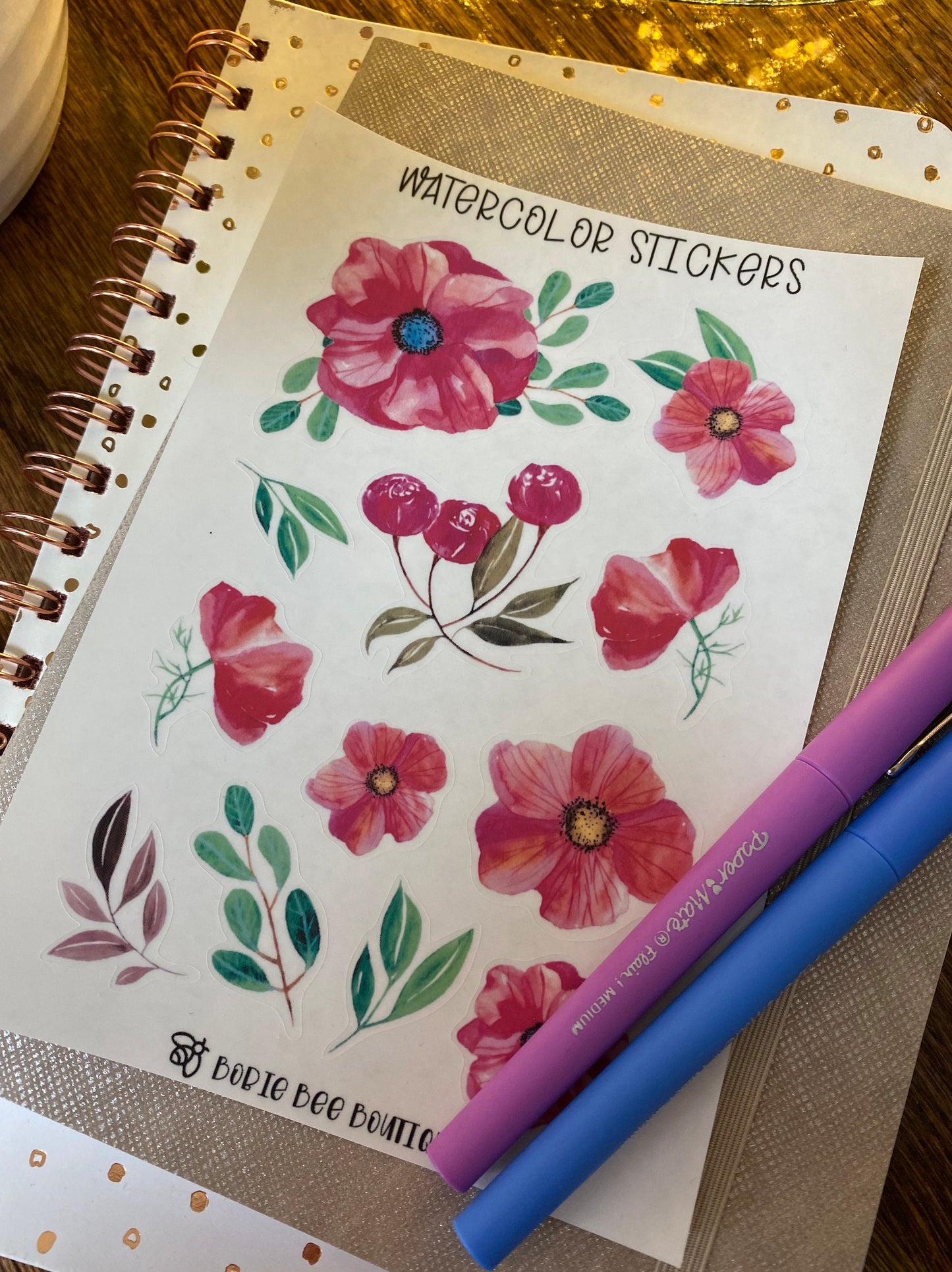 Watercolor Flower Sticker Set