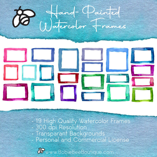 Colorful Watercolor Frame Bundle - Transparent Background PNG