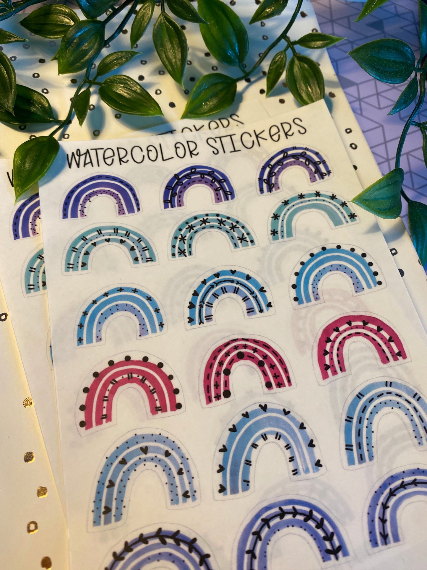 Watercolor Rainbow Sticker Set