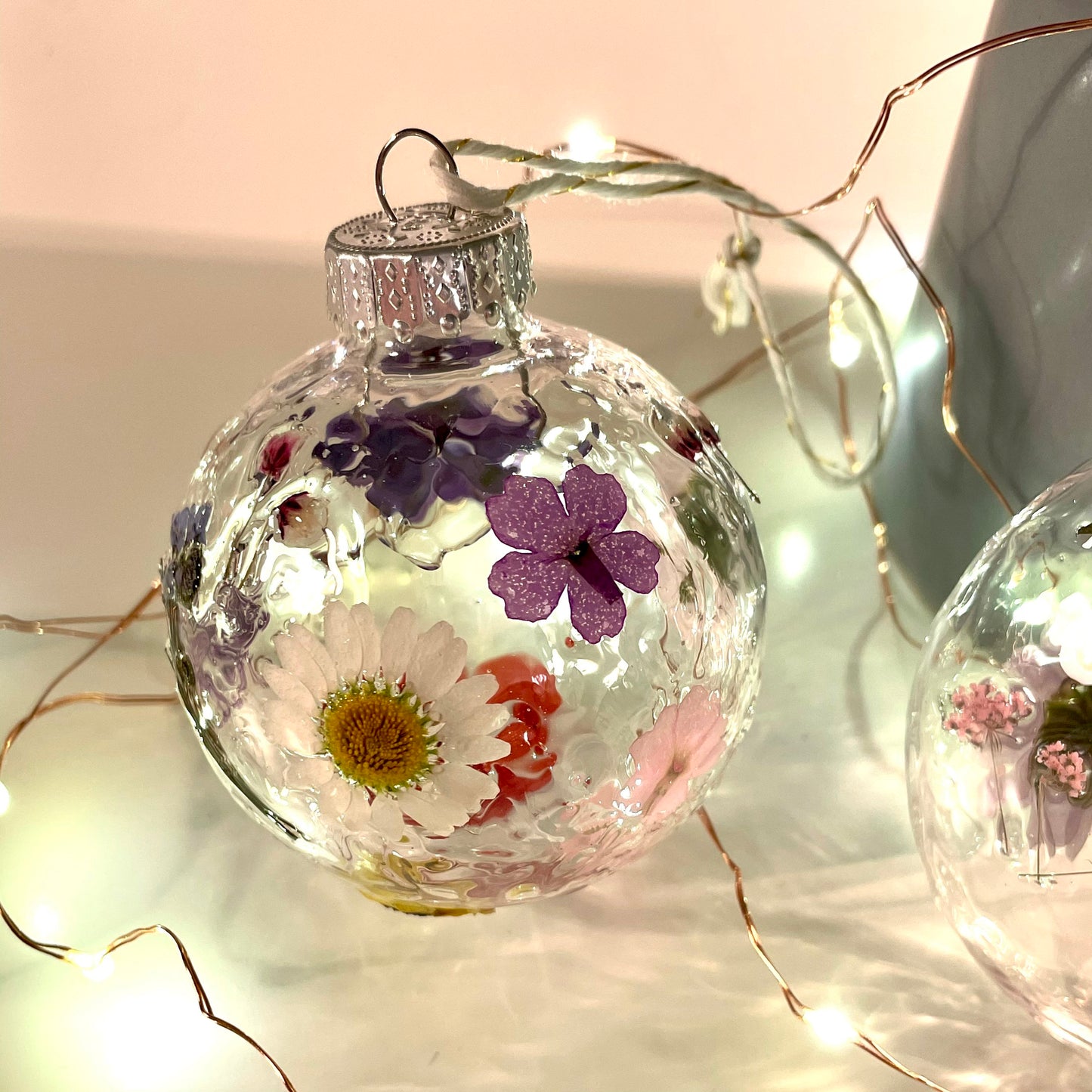 Pressed Flower Bauble Christmas Ornament