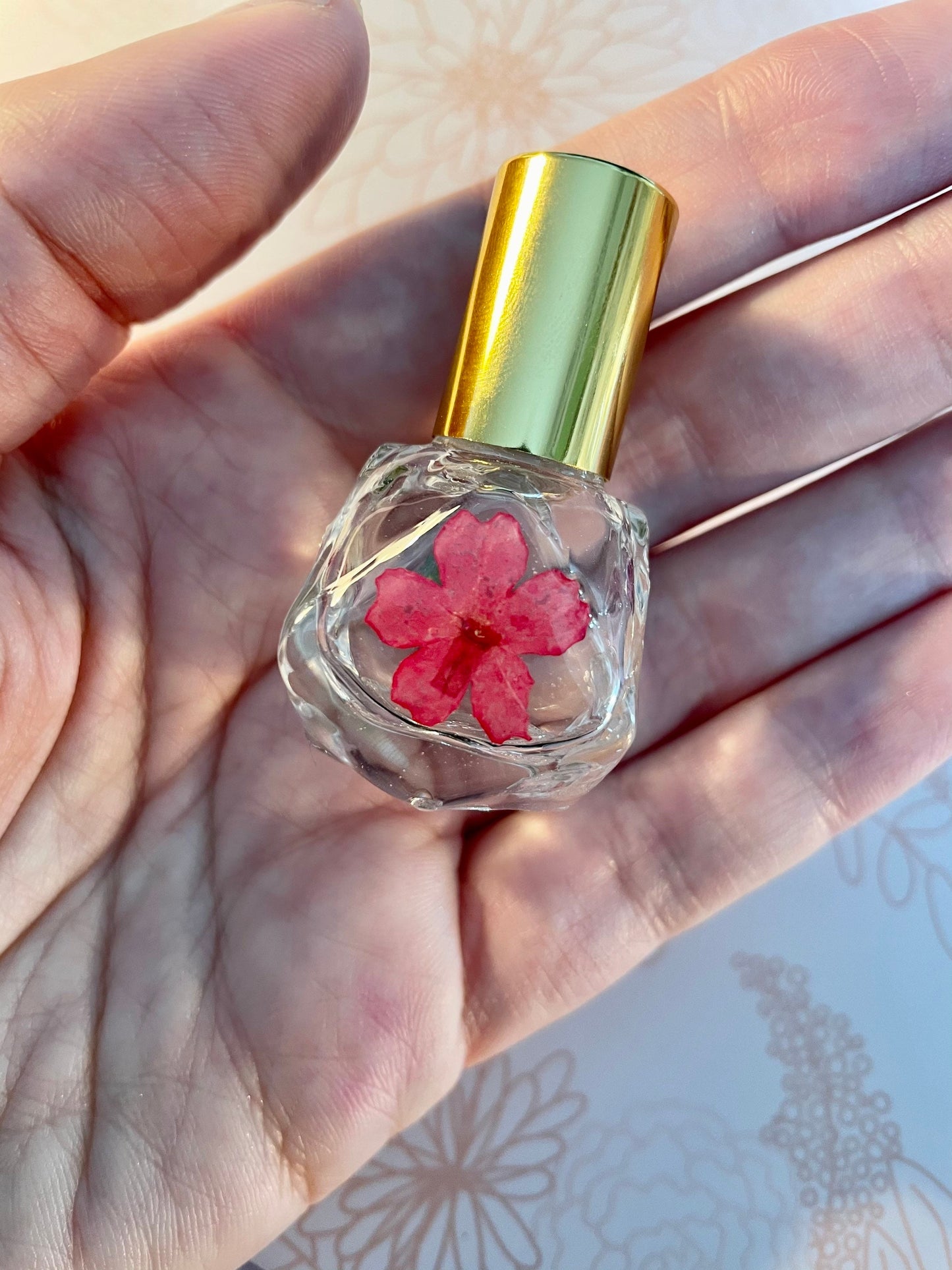Glass Roller Bottle with Flowers