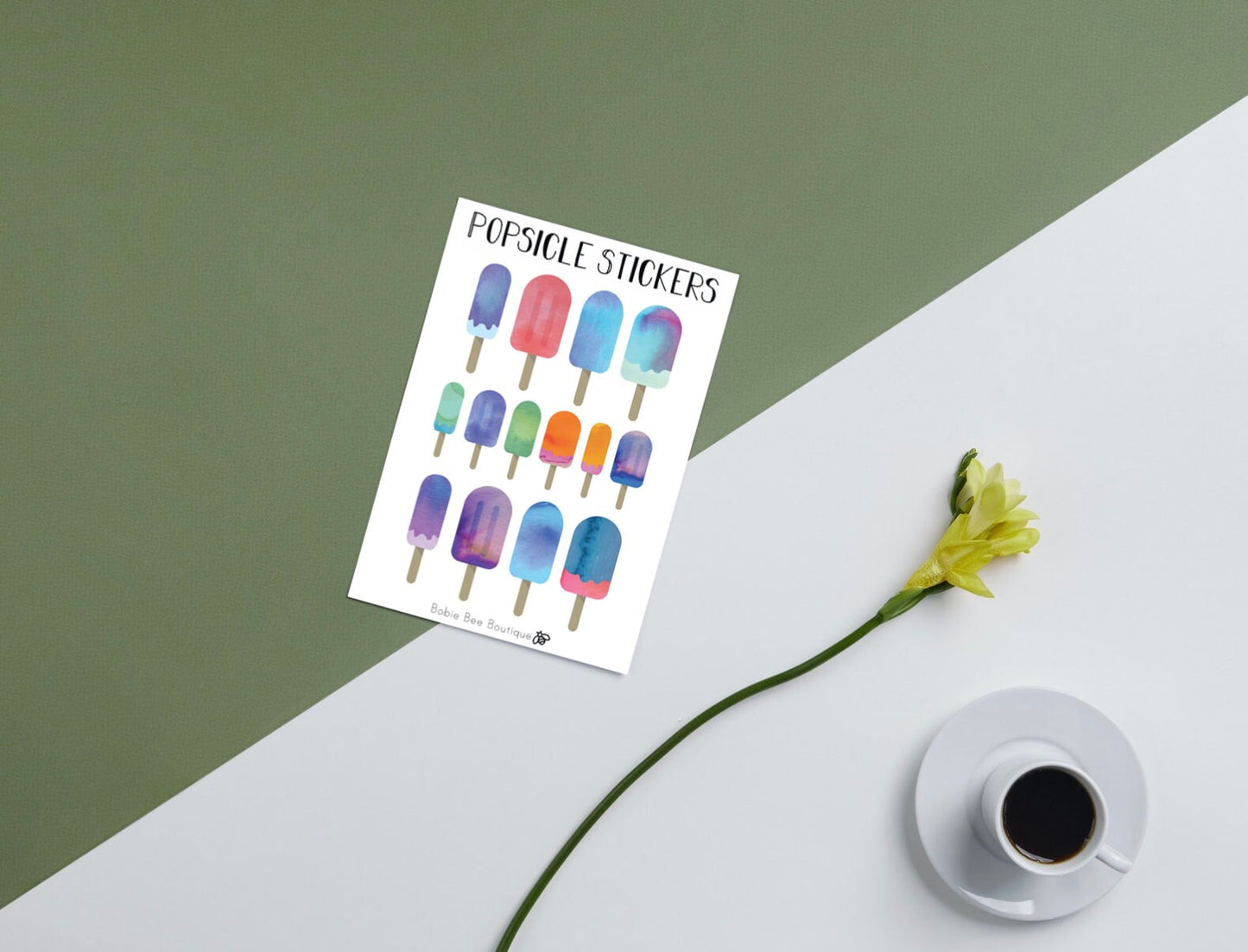Watercolor Popsicle Sticker Set
