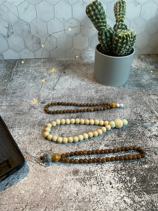 Beaded Phone Lanyard - Wooden Beads