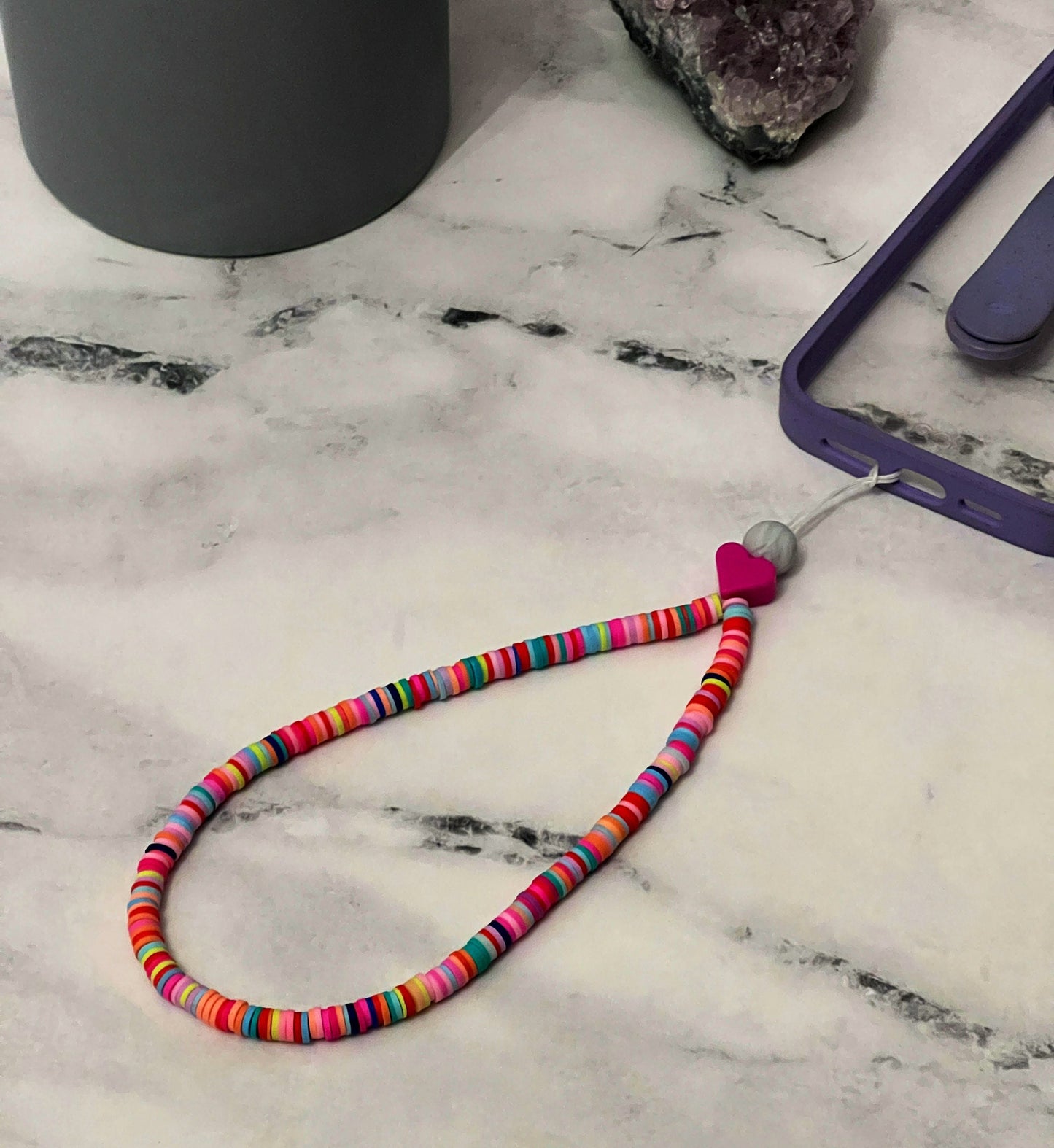 Rainbow Beaded Phone Bracelet
