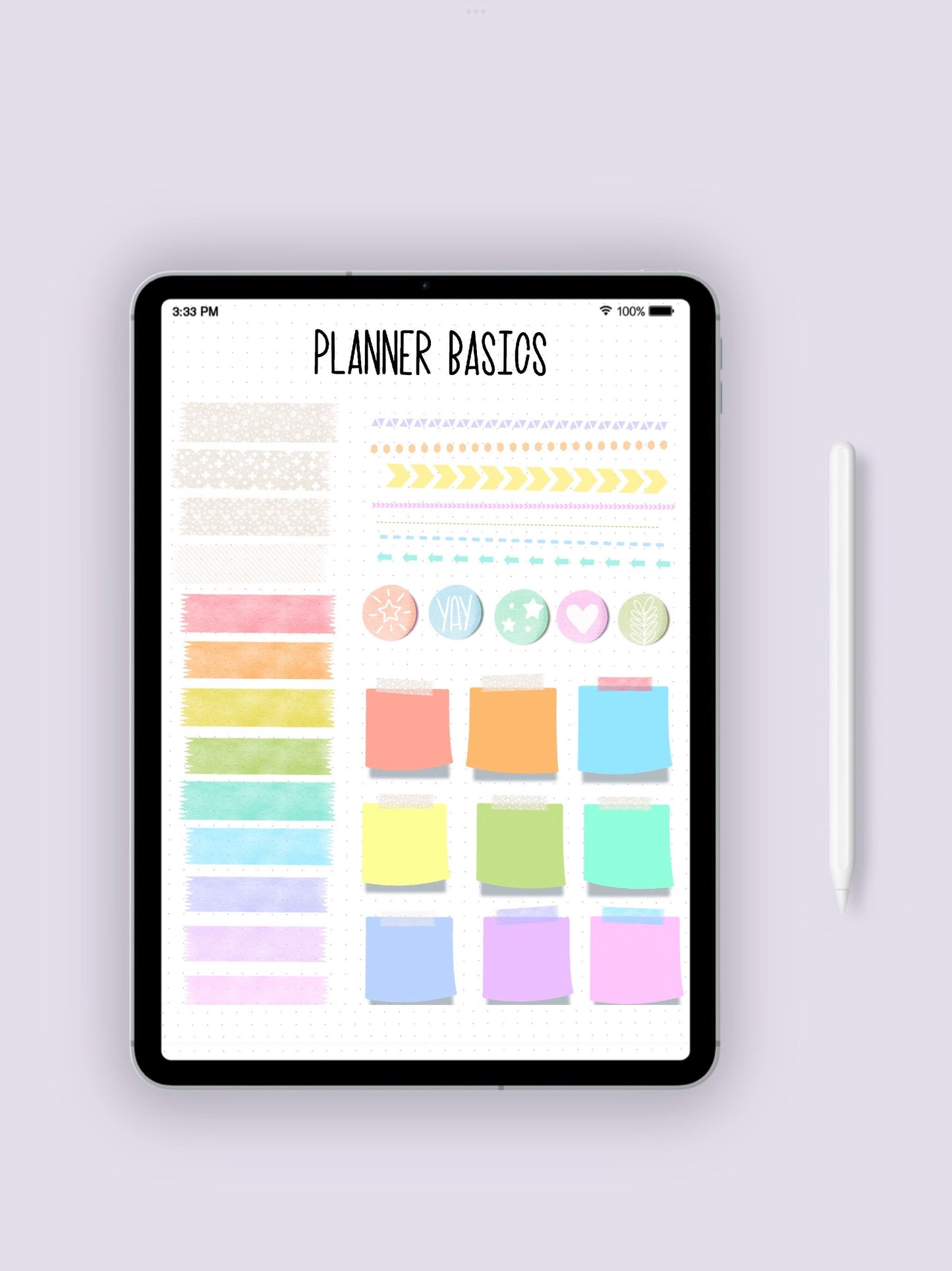 Set of 96 Planner Essentials Digital Stickers for GoodNotes
