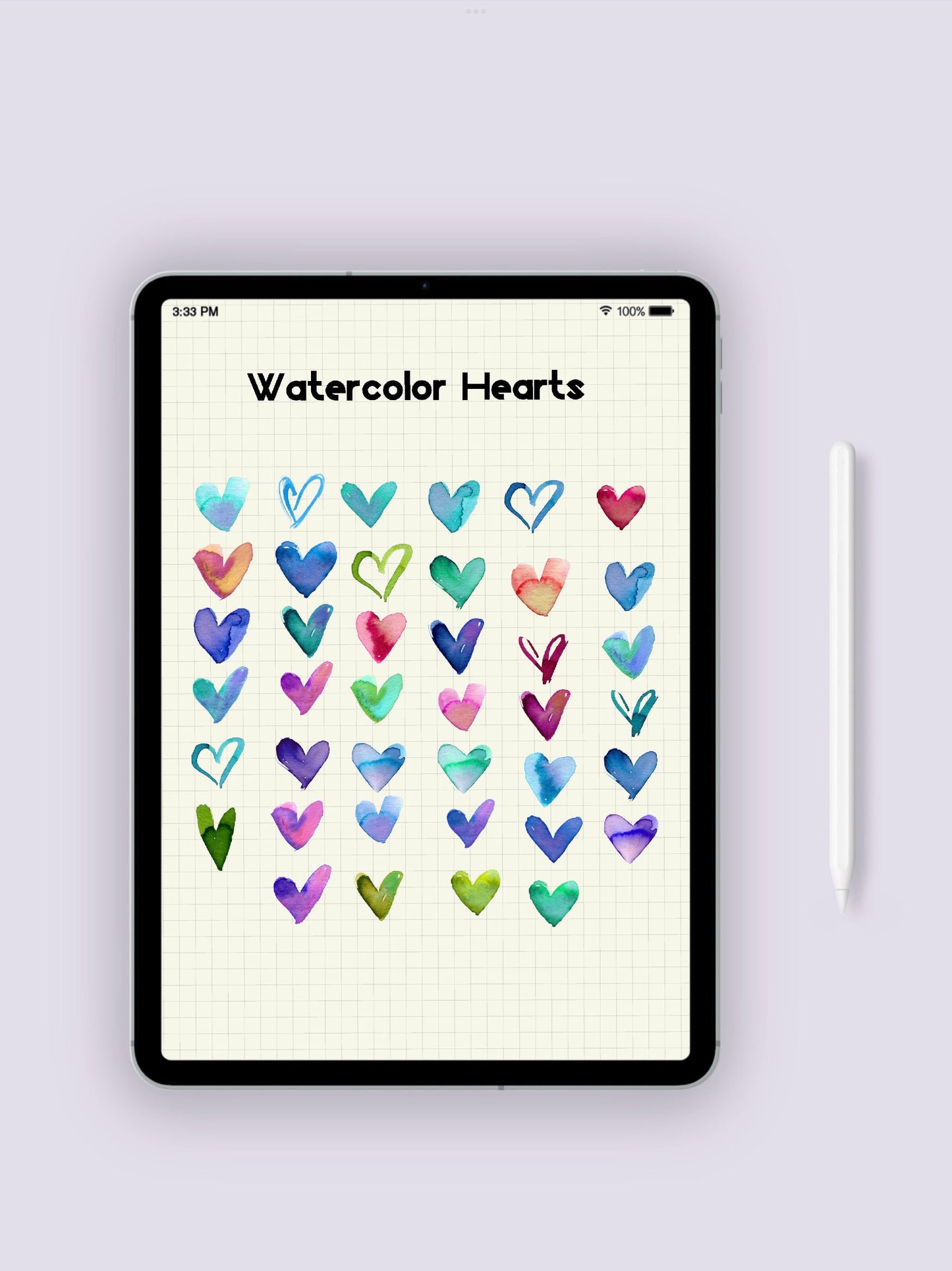 Watercolor Hearts Digital Stickers for GoodNotes