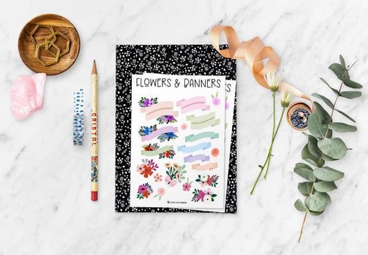 Flowers and Banners - Planner Sticker Set